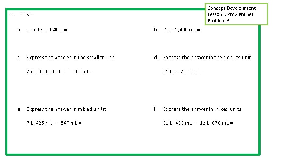 Concept Development Lesson 3 Problem Set Problem 3 