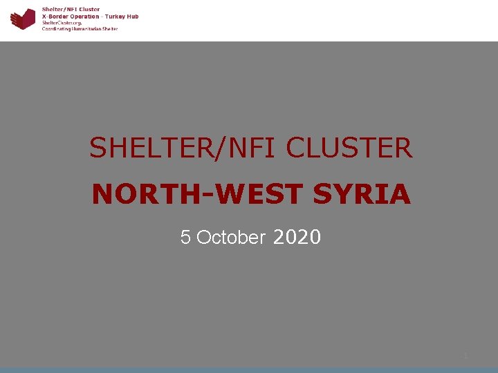 SHELTER/NFI CLUSTER NORTH-WEST SYRIA 5 October 2020 1 