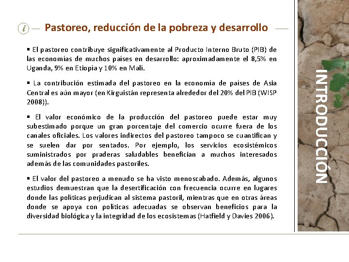 i Pastoreo, reducción de la pobreza y desarrollo § La contribución estimada del pastoreo