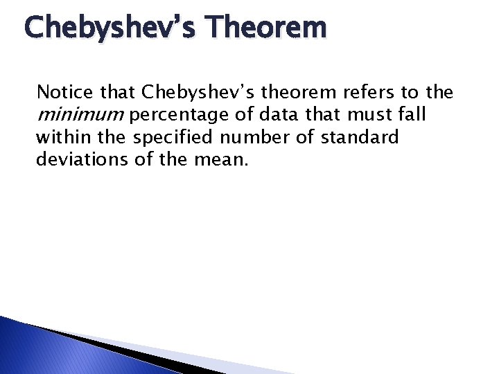 Chevs Theorem Comparison of Data and Chebyshev Skill 12 Objectives