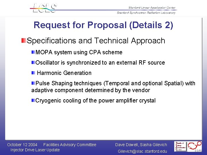 Request for Proposal (Details 2) Specifications and Technical Approach MOPA system using CPA scheme