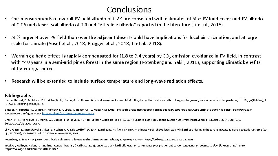 Conclusions • Our measurements of overall PV field albedo of 0. 23 are consistent