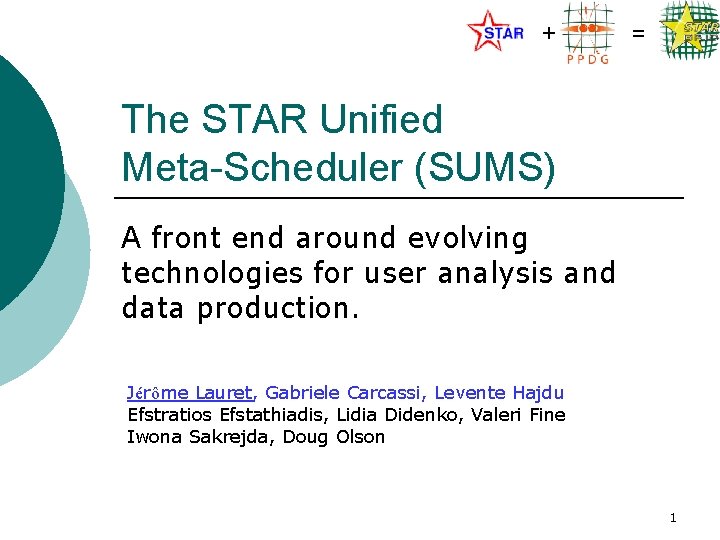 + = The STAR Unified Meta-Scheduler (SUMS) A front end around evolving technologies for
