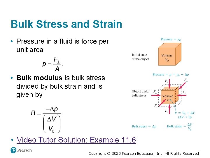 Bulk Stress and Strain • Pressure in a fluid is force per unit area