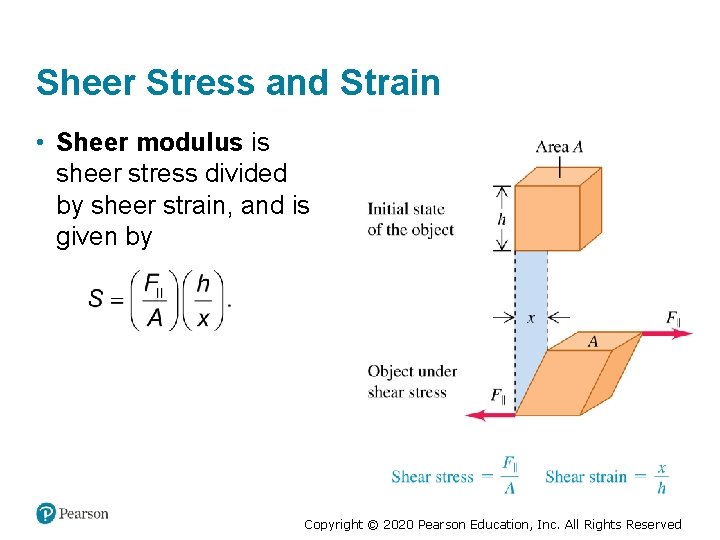 Sheer Stress and Strain • Sheer modulus is sheer stress divided by sheer strain,