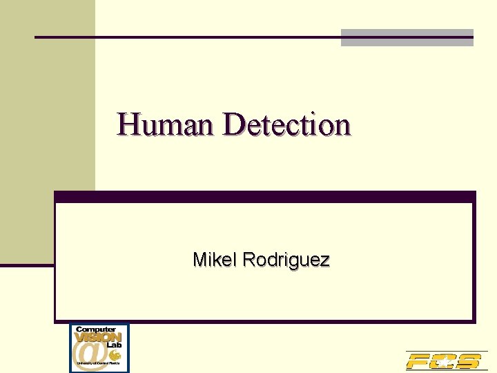 Human Detection Mikel Rodriguez 