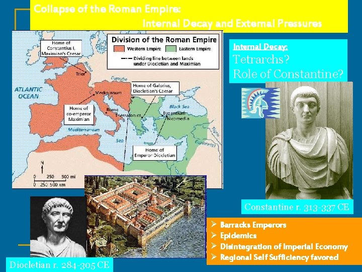 Collapse of the Roman Empire: Internal Decay and External Pressures Internal Decay: Tetrarchs? Role