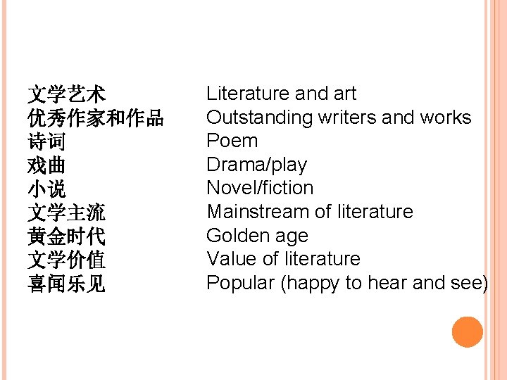 文学艺术 优秀作家和作品 诗词 戏曲 小说 文学主流 黄金时代 文学价值 喜闻乐见 Literature and art Outstanding writers