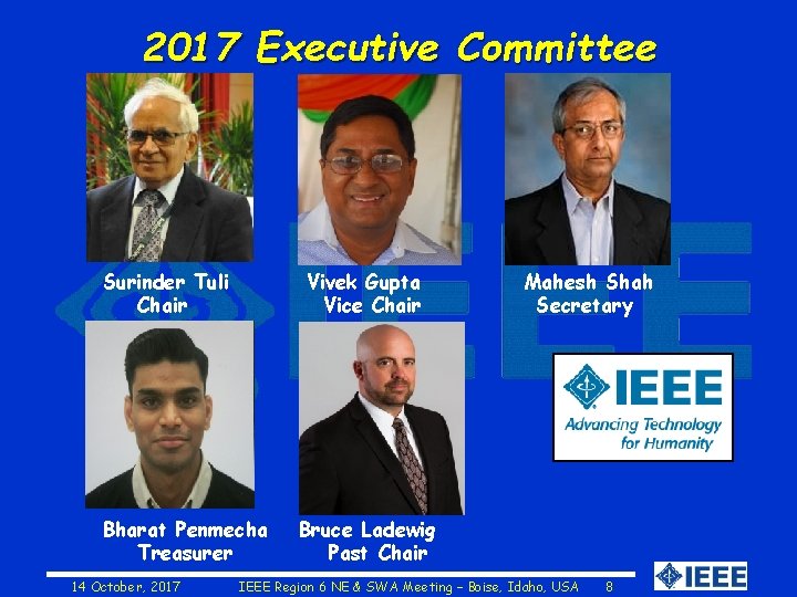 2017 Executive Committee Surinder Tuli Chair Vivek Gupta Vice Chair Bharat Penmecha Treasurer 14