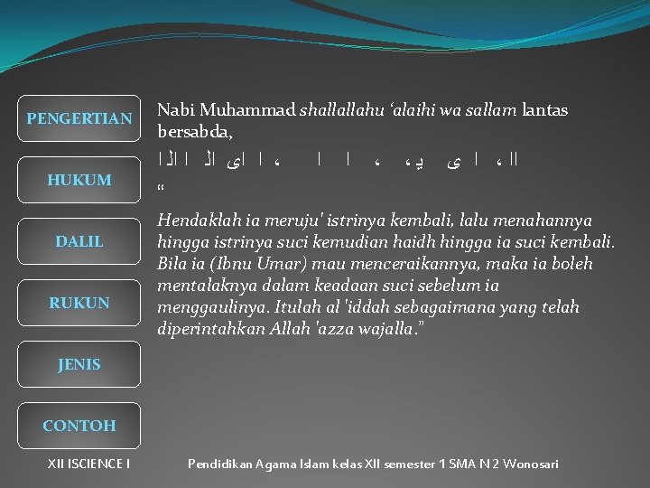 PENGERTIAN HUKUM DALIL RUKUN Nabi Muhammad shallallahu ‘alaihi wa sallam lantas bersabda, ﺍ ﺍﻯ