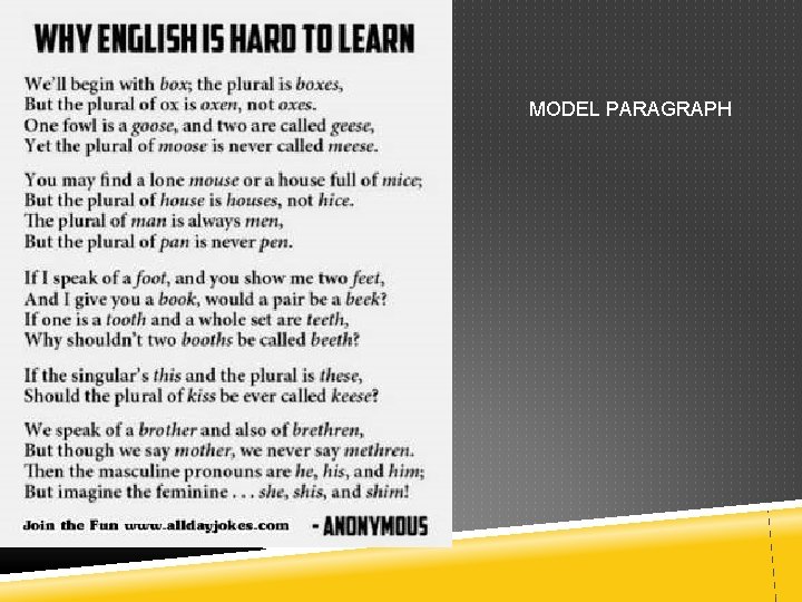 MODEL PARAGRAPH 
