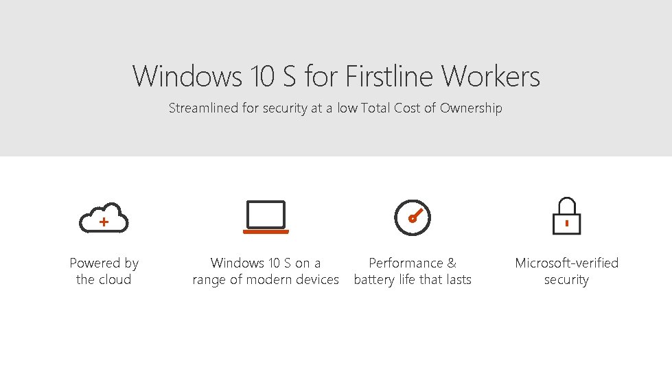 Windows 10 S for Firstline Workers Streamlined for security at a low Total Cost