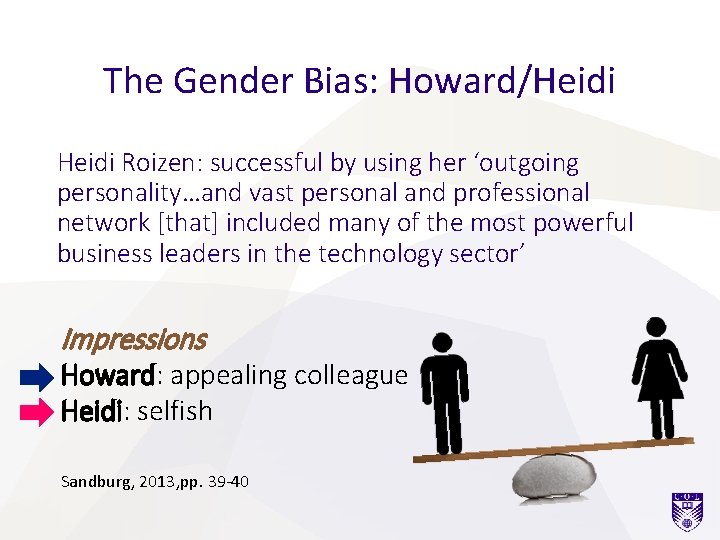 The Gender Bias: Howard/Heidi Roizen: successful by using her ‘outgoing personality…and vast personal and The Gender Bias: Howard/Heidi Roizen: successful by using her ‘outgoing personality…and vast personal and