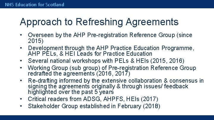 AHP Practicebased Learning Agreements Past Present 2009 2018