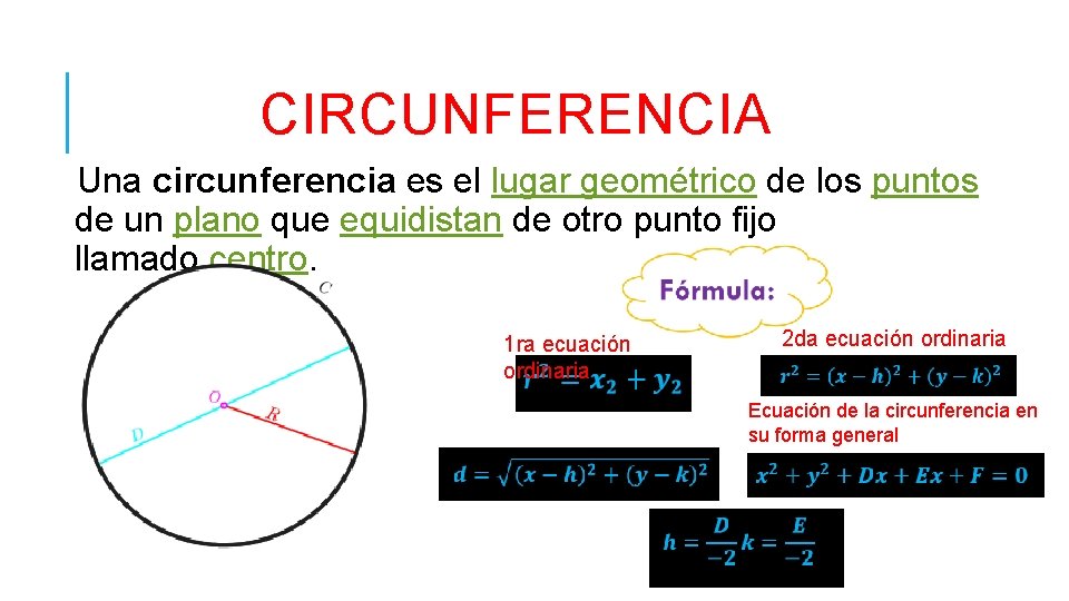 CIRCUNFERENCIA Una circunferencia es el lugar geométrico de los puntos de un plano que