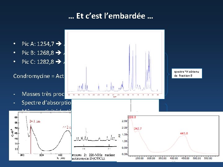 … Et c’est l’embardée … • Pic A: 1254, 7 Actinomycin D : 1255,