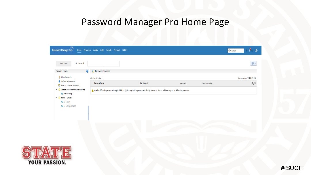 Password Manager Pro Home Page #ISUCIT 