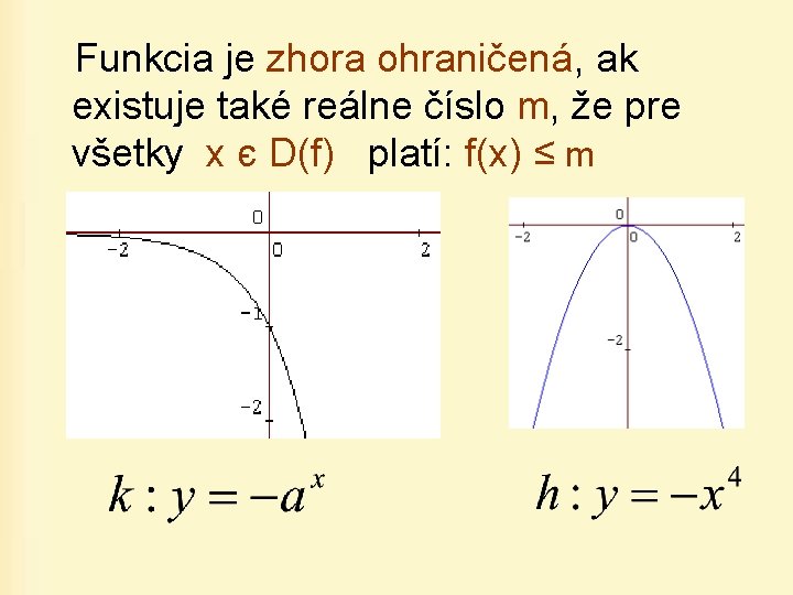 Funkcia je zhora ohraničená, ak existuje také reálne číslo m, že pre všetky x