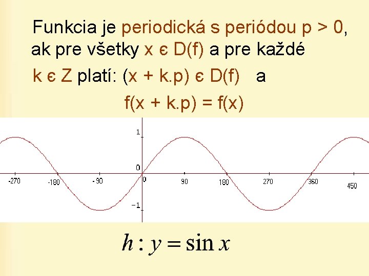 Funkcia je periodická s periódou p > 0, ak pre všetky x є D(f)