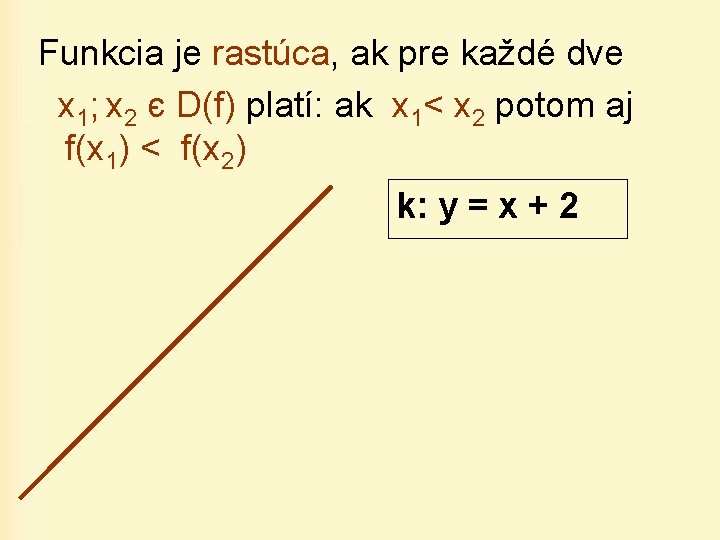 Funkcia je rastúca, ak pre každé dve x 1; x 2 є D(f) platí:
