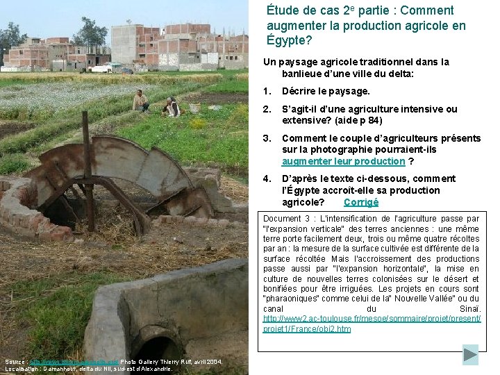 Étude de cas 2 e partie : Comment augmenter la production agricole en Égypte?