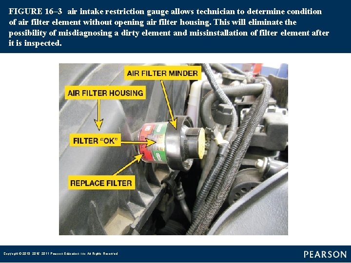 FIGURE 16– 3 air intake restriction gauge allows technician to determine condition of air