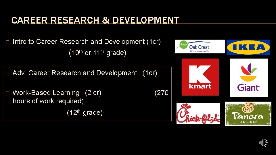 CAREER RESEARCH & DEVELOPMENT � Intro to Career Research and Development (1 cr) (10