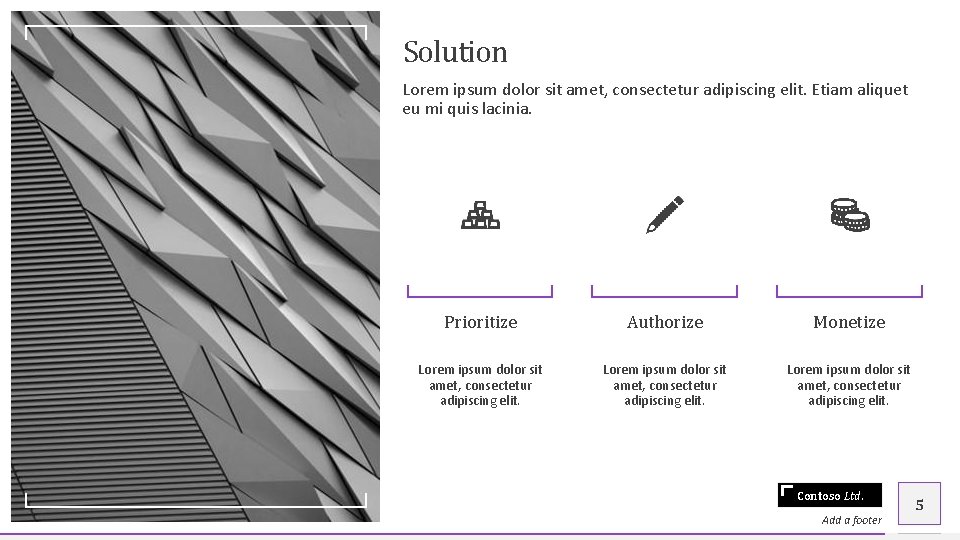 Solution Lorem ipsum dolor sit amet, consectetur adipiscing elit. Etiam aliquet eu mi quis