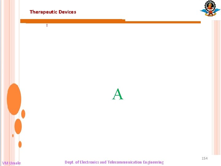 Therapeutic Devices : A VM Umale Dept. of Electronics and Telecommunication Engineering 154 