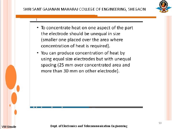 SHRI SANT GAJANAN MAHARAJ COLLEGE OF ENGINEERING, SHEGAON : VM Umale Dept. of Electronics