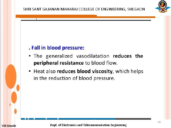 SHRI SANT GAJANAN MAHARAJ COLLEGE OF ENGINEERING, SHEGAON : VM Umale Dept. of Electronics