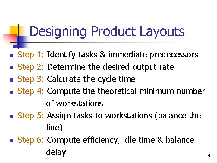 Designing Product Layouts n n n Step 1: 2: 3: 4: Identify tasks &