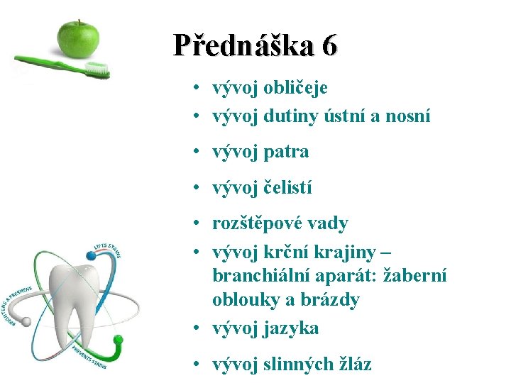 Přednáška 6 • vývoj obličeje • vývoj dutiny ústní a nosní • vývoj patra