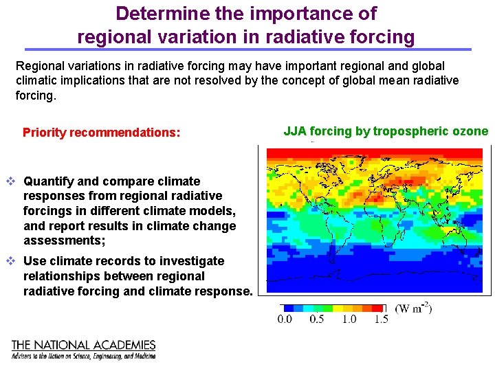 Determine the importance of regional variation in radiative forcing Regional variations in radiative forcing