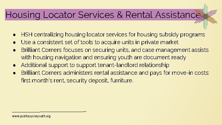 Housing Locator Services & Rental Assistance ● HSH centralizing housing locator services for housing