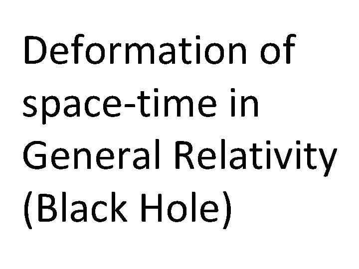 Deformation of space-time in General Relativity (Black Hole) 