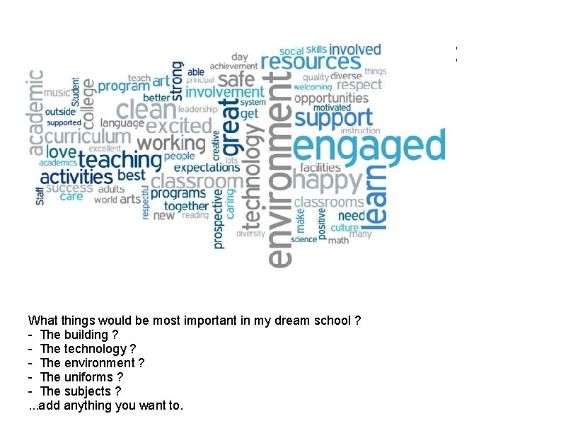 utile pour une école de rêve: What things would be most important in my