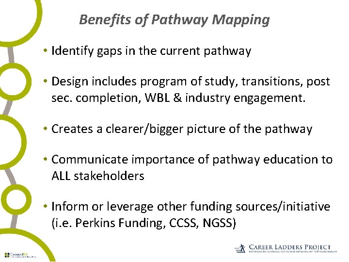 Benefits of Pathway Mapping • Identify gaps in the current pathway • Design includes