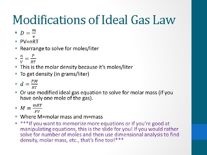 Modifications of Ideal Gas Law • 