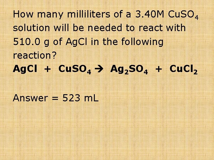 How many milliliters of a 3. 40 M Cu. SO 4 solution will be