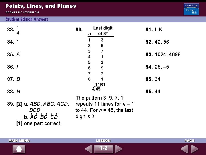 Points, Lines, and Planes GEOMETRY LESSON 1 -2 83. 1 4 90. 91. I, Points, Lines, and Planes GEOMETRY LESSON 1 -2 83. 1 4 90. 91. I,