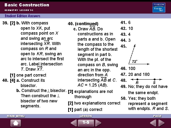 Basic Construction GEOMETRY LESSON 1 -5 41. 39. [2] b. With compass 40. (continued)