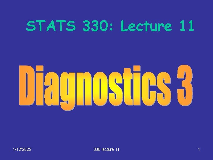 STATS 330: Lecture 11 1/12/2022 330 lecture 11 1 