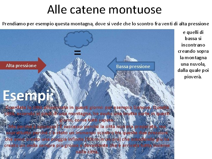 Alle catene montuose Prendiamo per esempio questa montagna, dove si vede che lo scontro