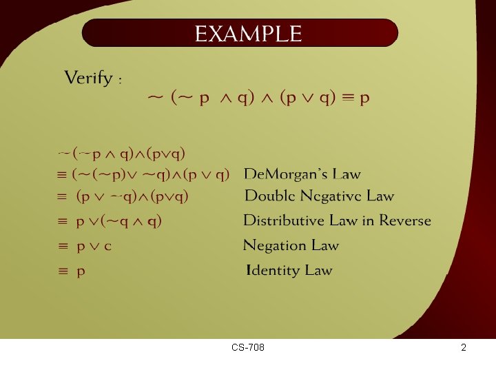 Example - 2 CS-708 2 