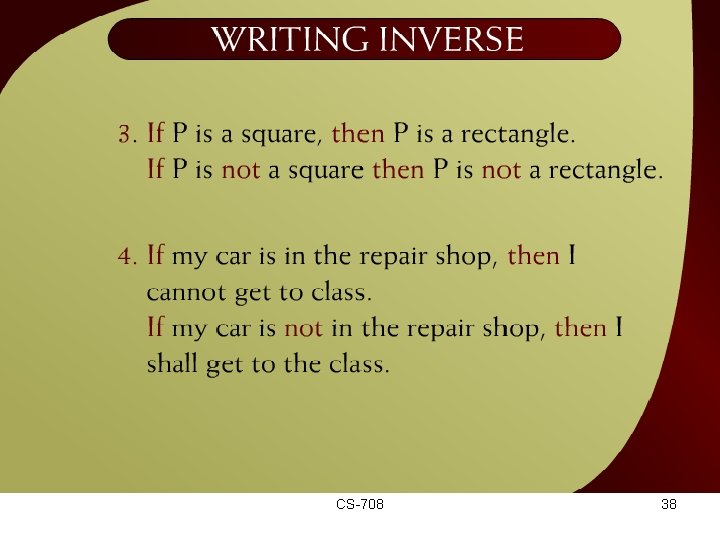 Writing Inverse – 17 a CS-708 38 