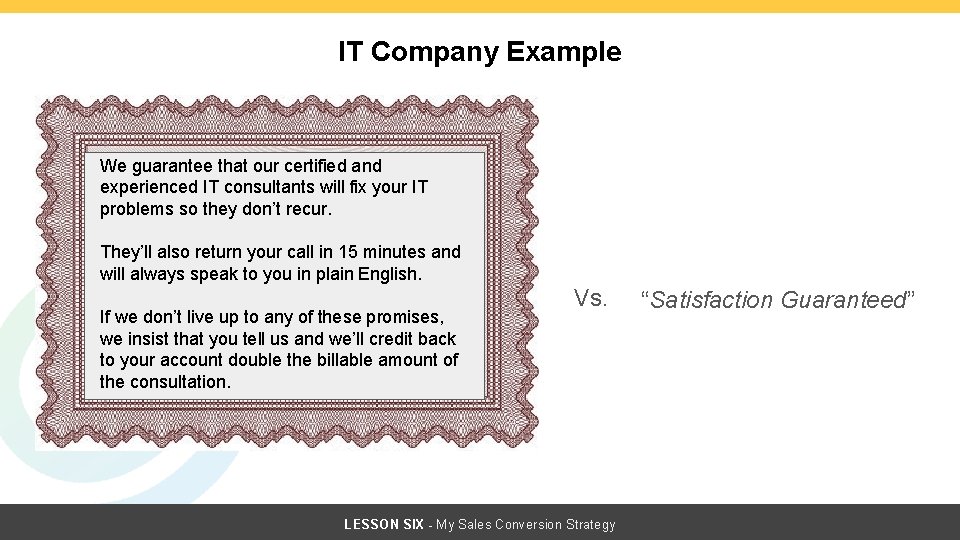 IT Company Example We guarantee that our certified and experienced IT consultants will fix IT Company Example We guarantee that our certified and experienced IT consultants will fix