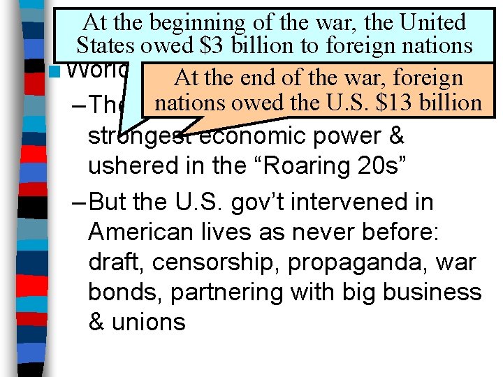 At the beginning of the war, the United Conclusions States owed $3 billion to