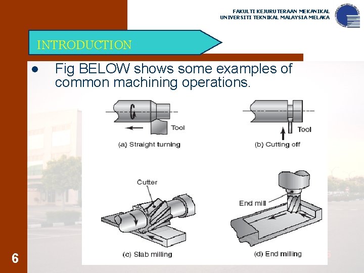 FAKULTI KEJURUTERAAN MEKANIKAL UNIVERSITI TEKNIKAL MALAYSIA MELAKA INTRODUCTION l 6 Fig BELOW shows some