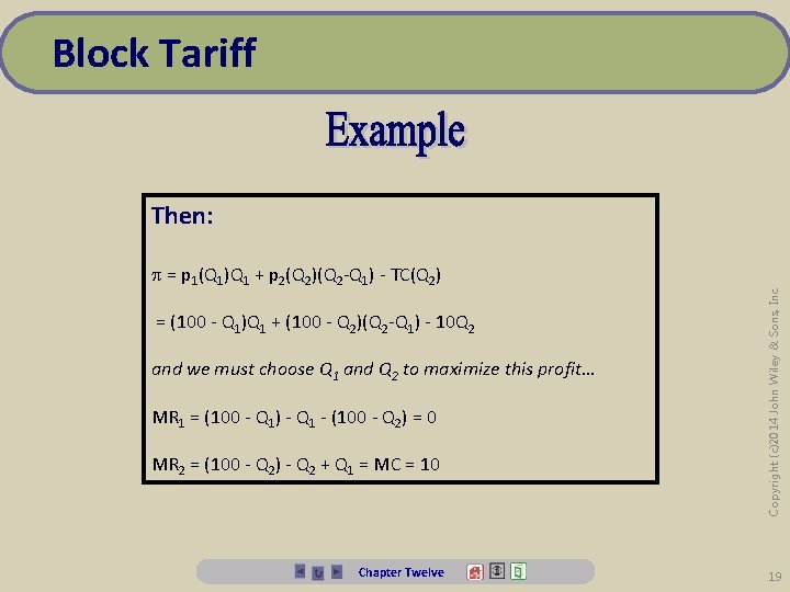 Block Tariff = p 1(Q 1)Q 1 + p 2(Q 2)(Q 2 -Q 1)